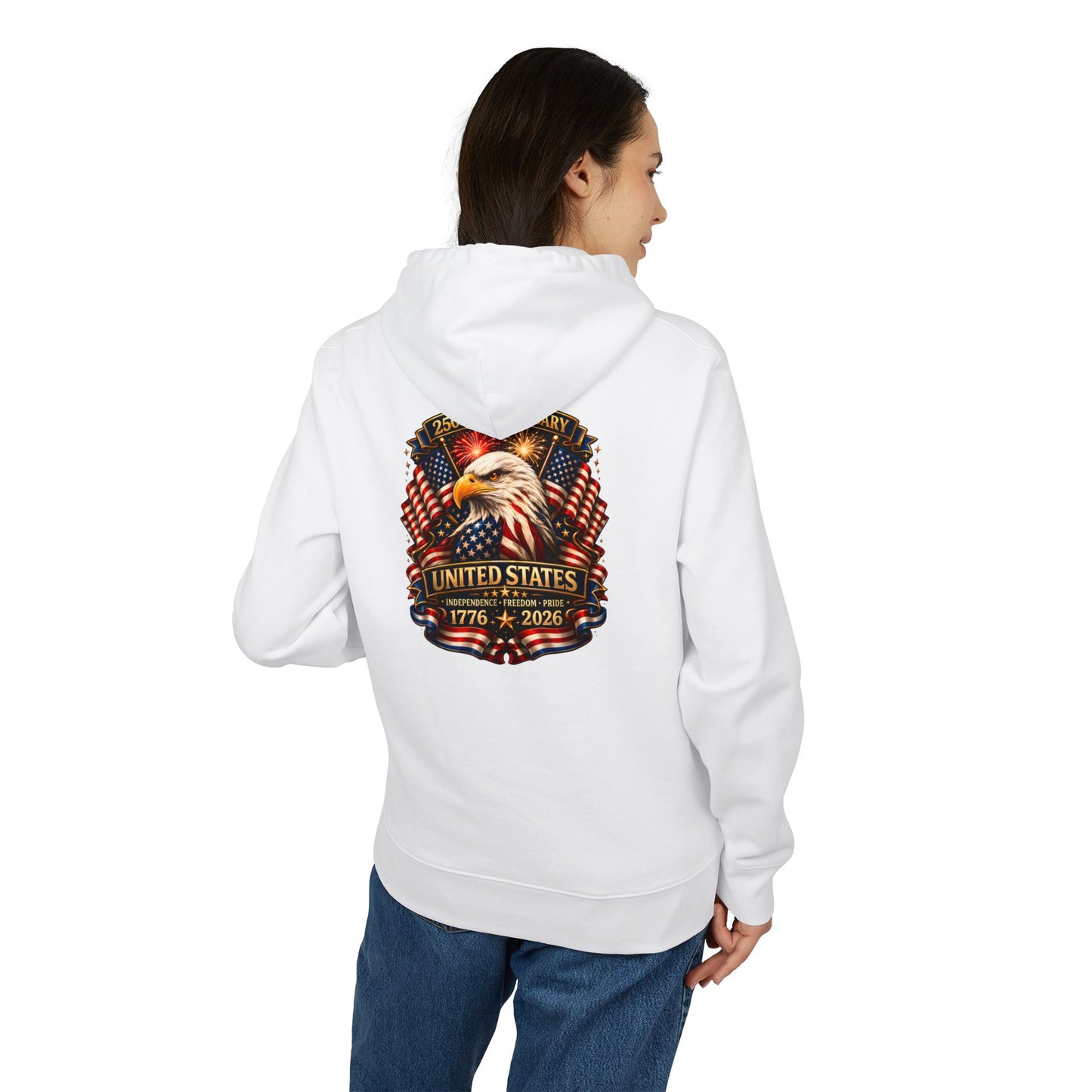 Patriotic Eagle Hoodie — United States 1776–2026 Flag Design