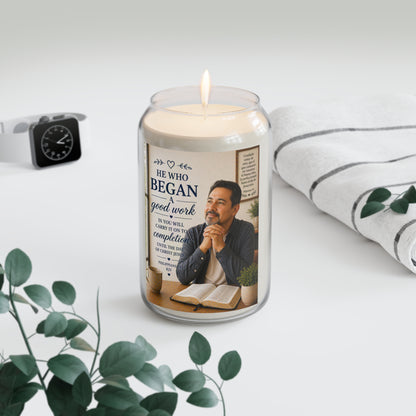 Inspirational Scripture Soy Candle — "He Who Began a Good Work" 13.75oz