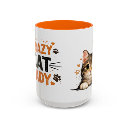 Cat Mug — "Crazy Cat Lady" Cute Kitten Accent Coffee Mug (11/15 oz)