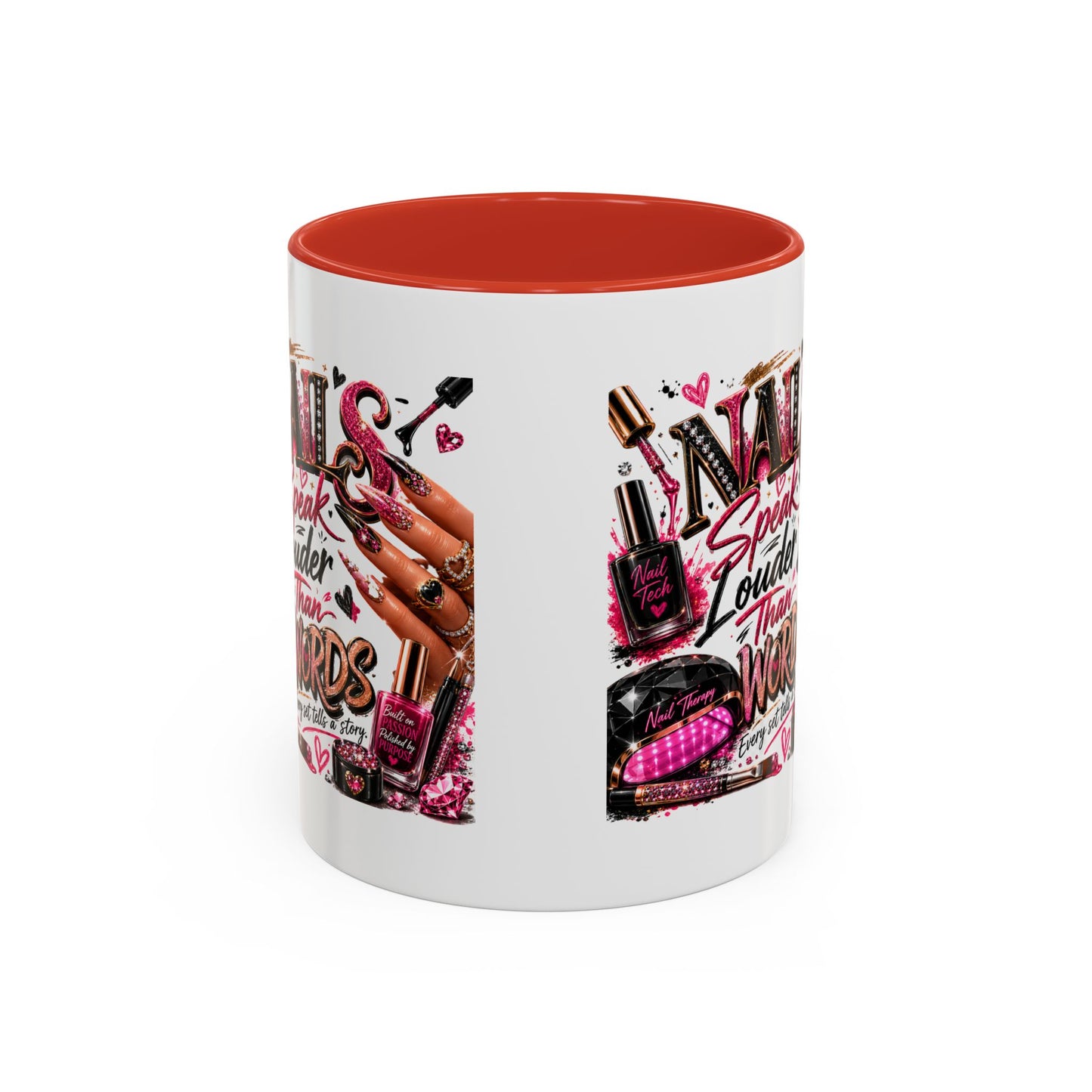 Nails Speak Louder Than Words Accent Coffee Mug — Pink Manicure Beauty Gift (11/15oz)