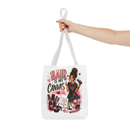 Hair Is My Canvas Tote Bag — Stylist Makeup Artist Cosmetic Accessories Tote