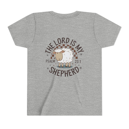 Youth Tee — "The Lord Is My Shepherd" Psalm 23:1 Christian Kids T‑Shirt (Sheep Design)