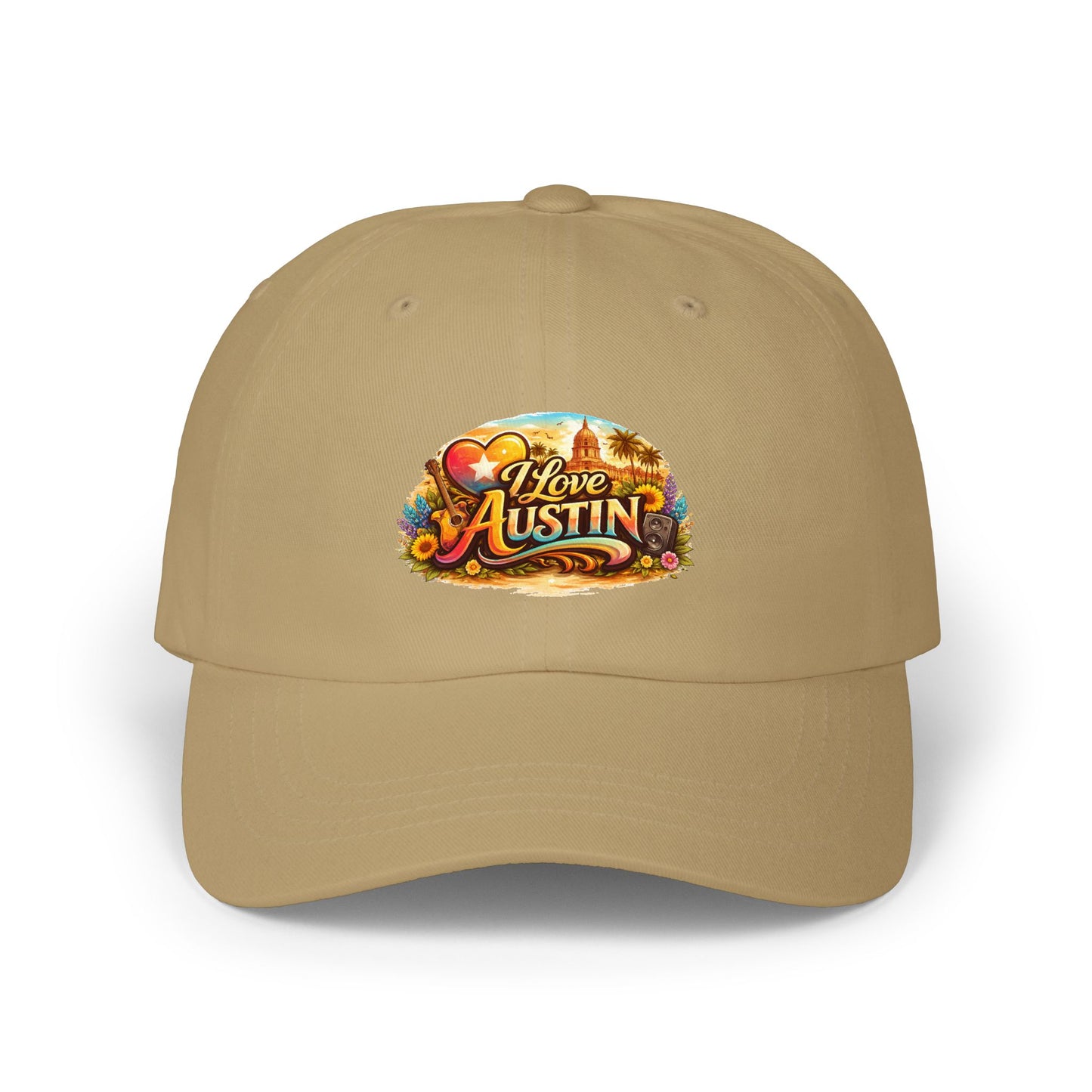 I Love Austin Dad Cap — Floral Heart City Pride Baseball Hat