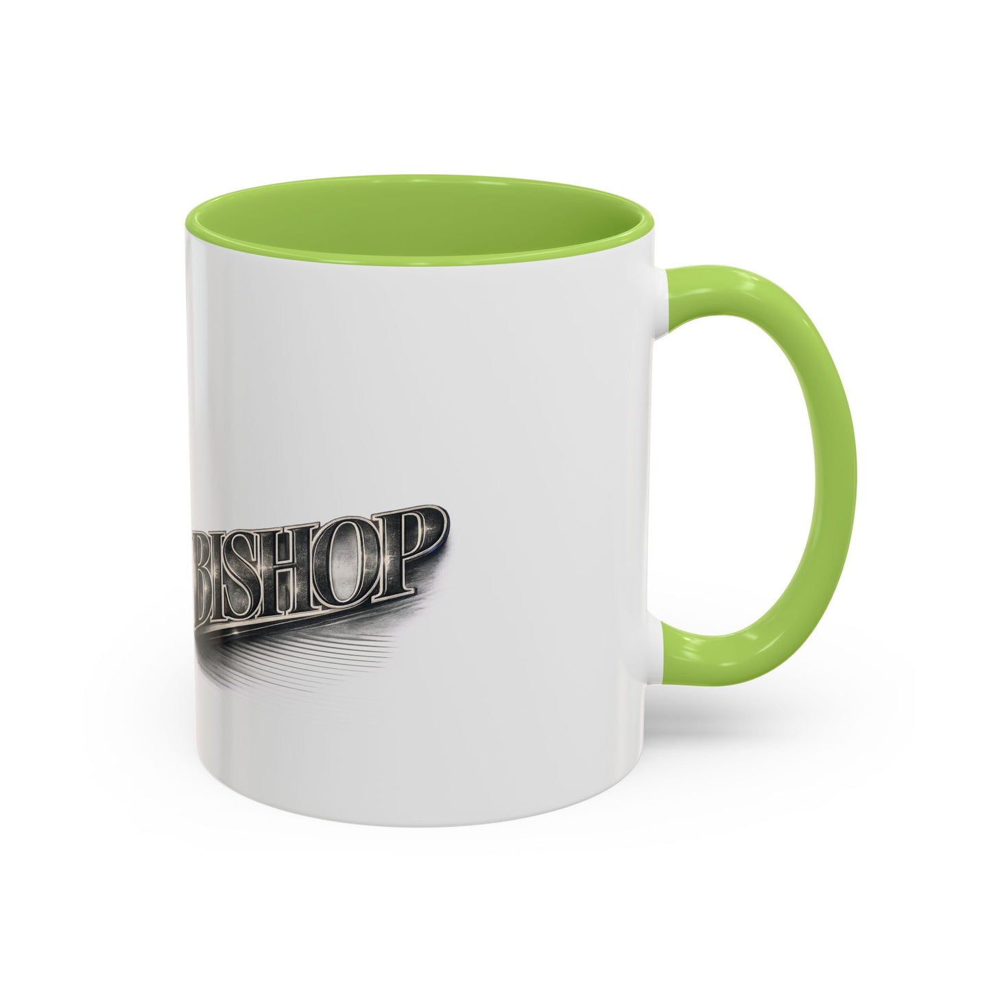 Vintage 'Bishop' Accent Coffee Mug — Retro Metallic Text Ceramic Mug (11/15oz)
