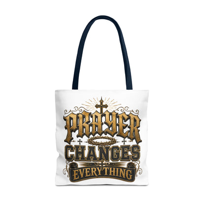 Prayer Changes Everything Tote Bag - Inspirational Christian Canvas Tote