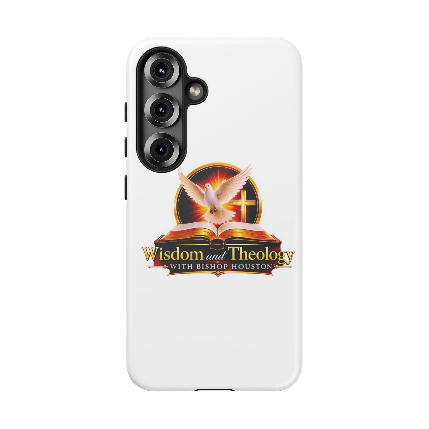 Wisdom and Theology Phone Case — Christian Dove & Cross Protective Tough Case