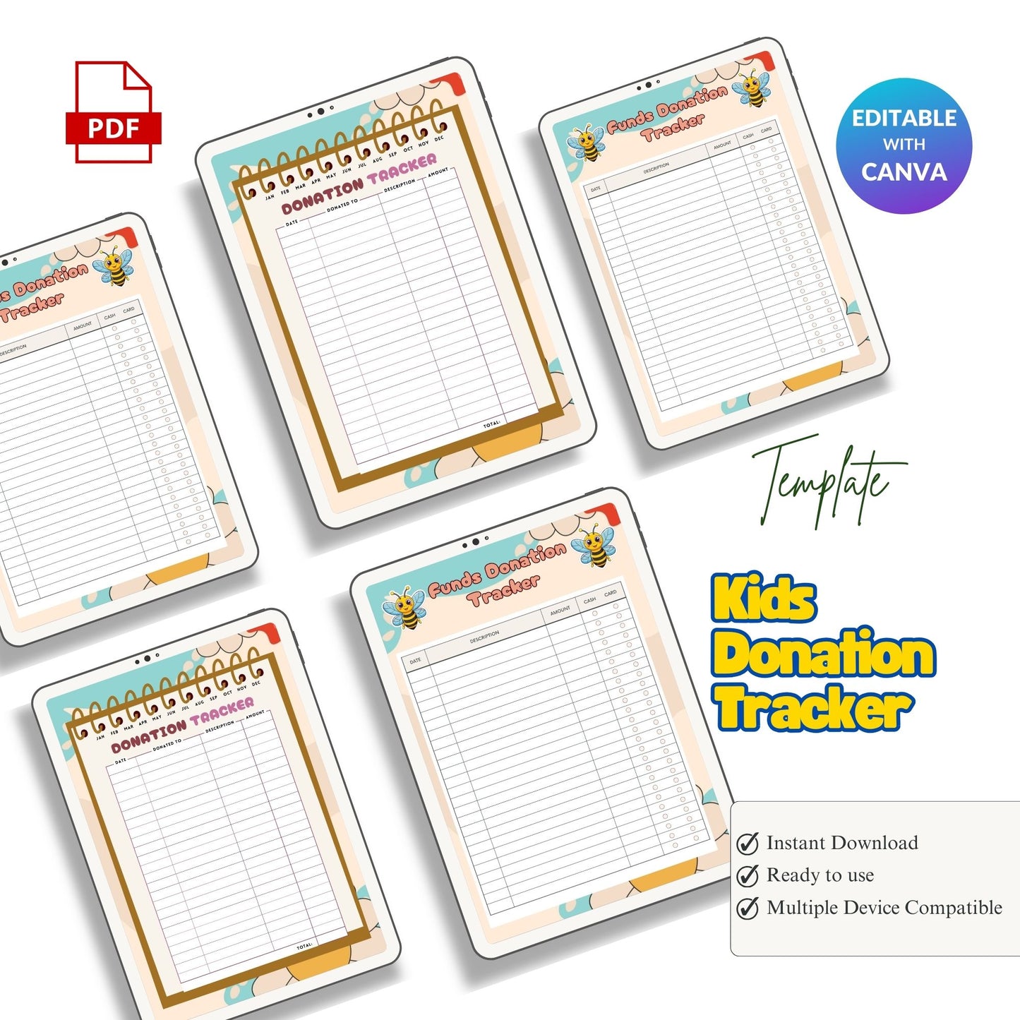 Kids Donation Tracker Printable | Charity & Kindness Giving Log for Children