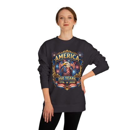 America 250 Years Crewneck Sweatshirt — 1776–2026 Patriotic Eagle Design
