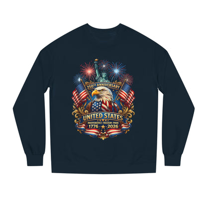 250th Anniversary United States Sweatshirt — Patriotic Eagle, Flags & Fireworks (1776–2026)