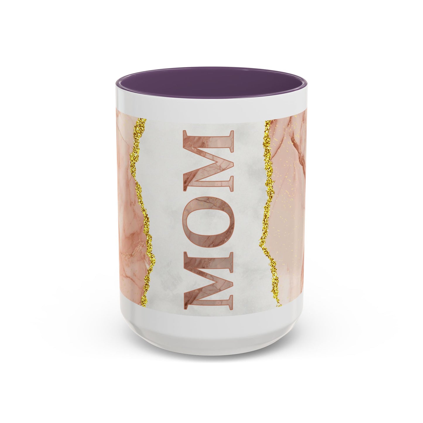 Mom Marble Accent Coffee Mug — Rose Gold & Gold Vein 11/15oz Gift