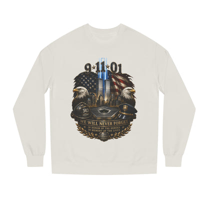 9/11 Memorial Sweatshirt — We Will Never Forget Tribute Crewneck