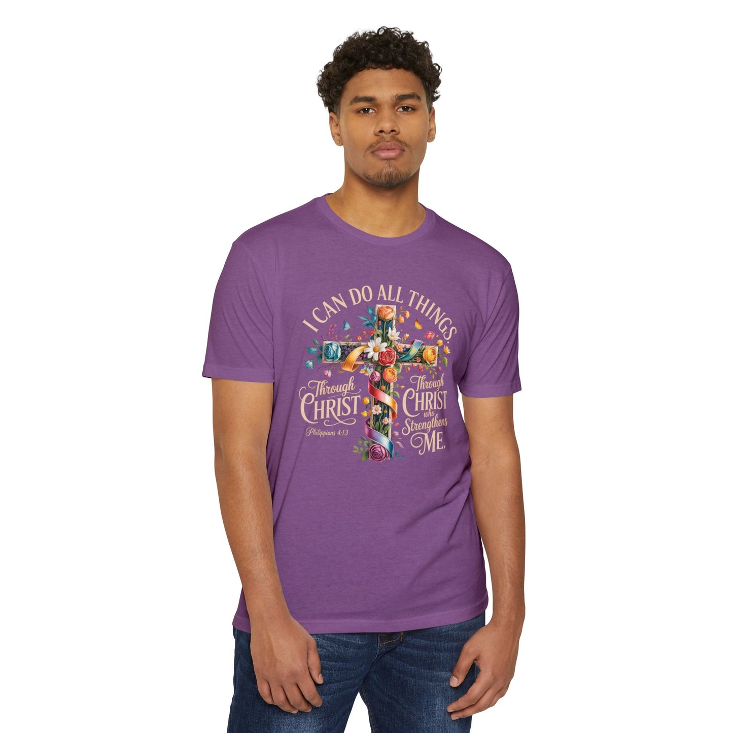 Christian Cross T‑Shirt — “I Can Do All Things Through Christ” Inspirational Tee