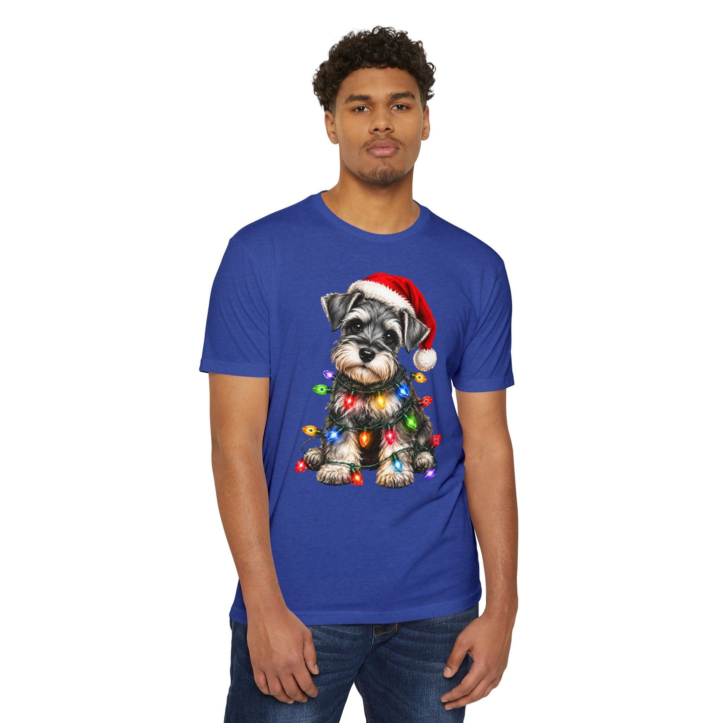 Schnauzer Puppy in Christmas Lights Tee
