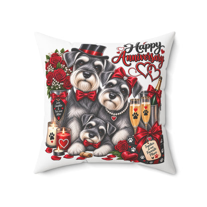Anniversary Schnauzer Pillow — Romantic Dog Couple Decorative Throw