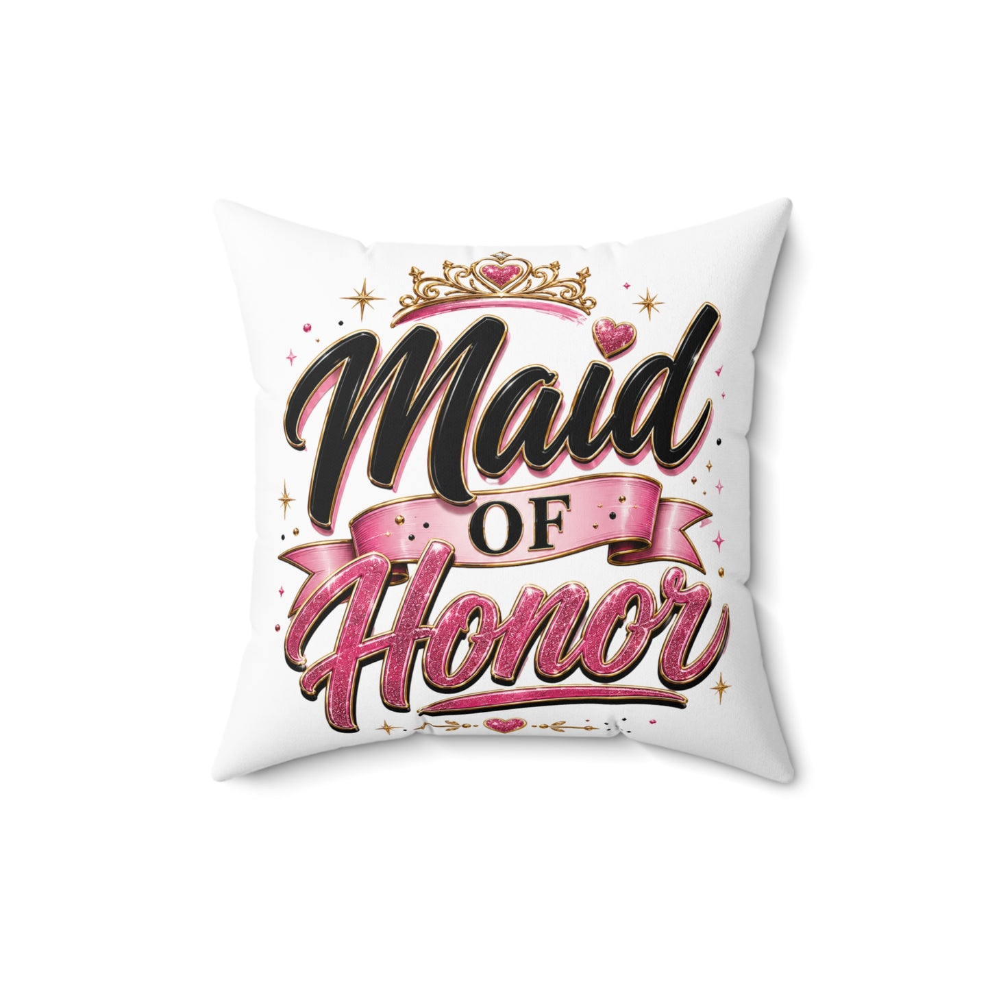 Maid of Honor Decorative Pillow - Pink Crown Bridal Gift