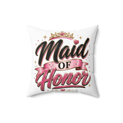 Maid of Honor Decorative Pillow - Pink Crown Bridal Gift