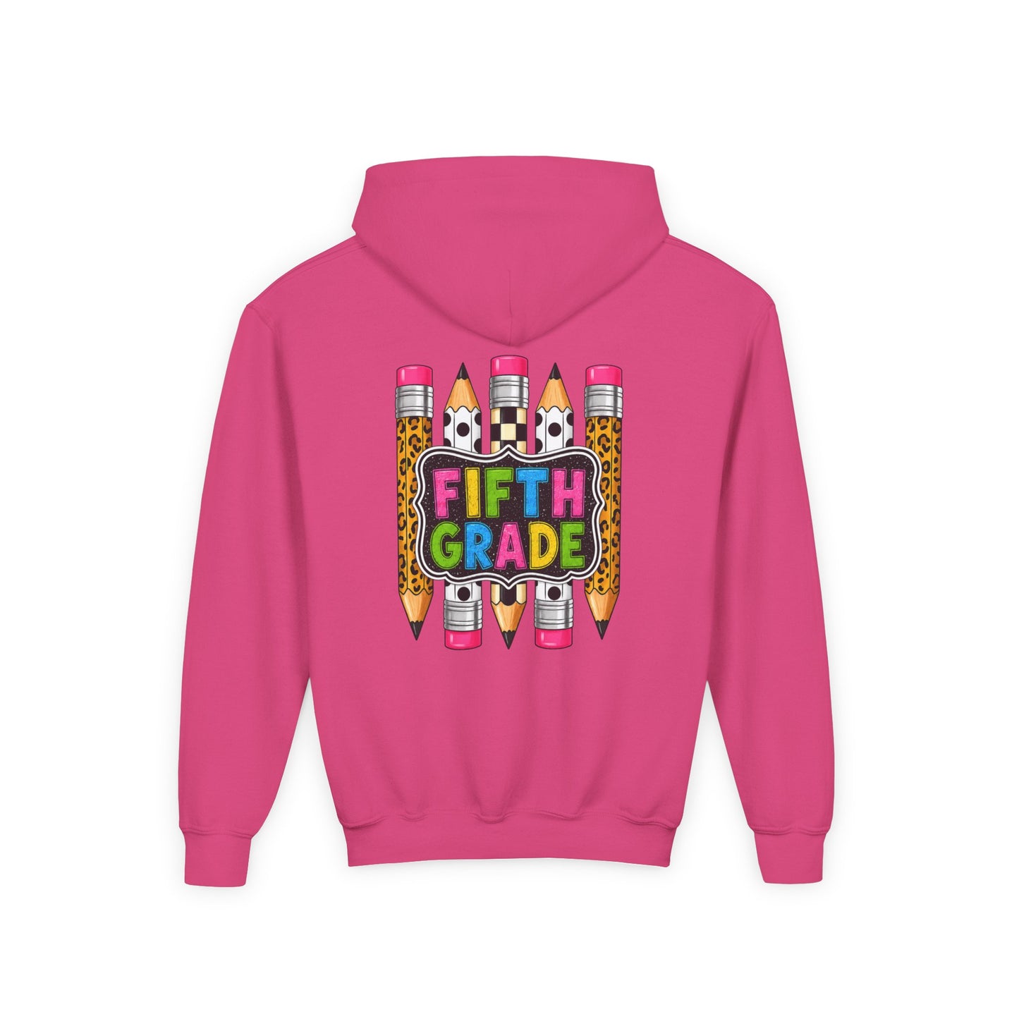 Fifth Grade Kids Hoodie — Colorful Pencil Back‑to‑School Sweatshirt for Students