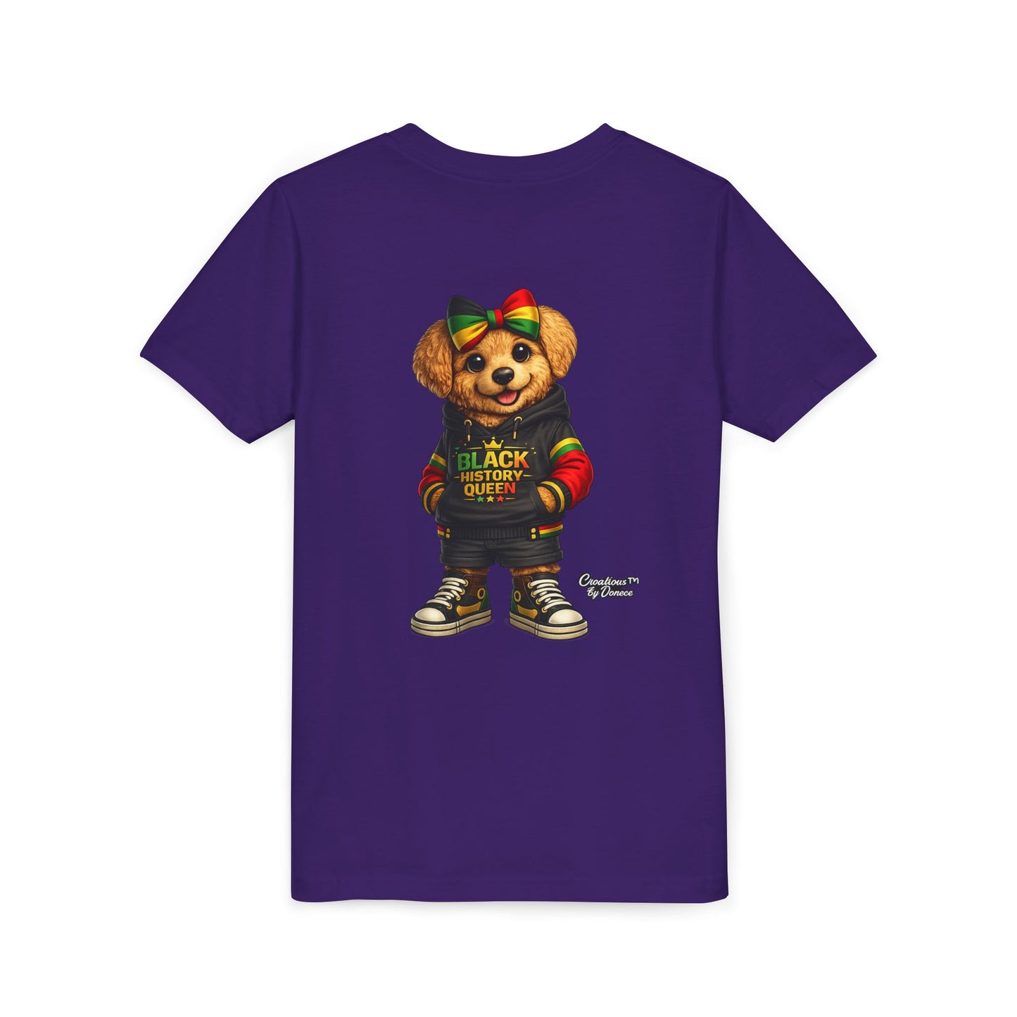 Youth Tee — Black History Queen Bear Graphic T-Shirt