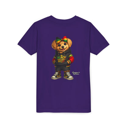 Youth Tee — Black History Queen Bear Graphic T-Shirt