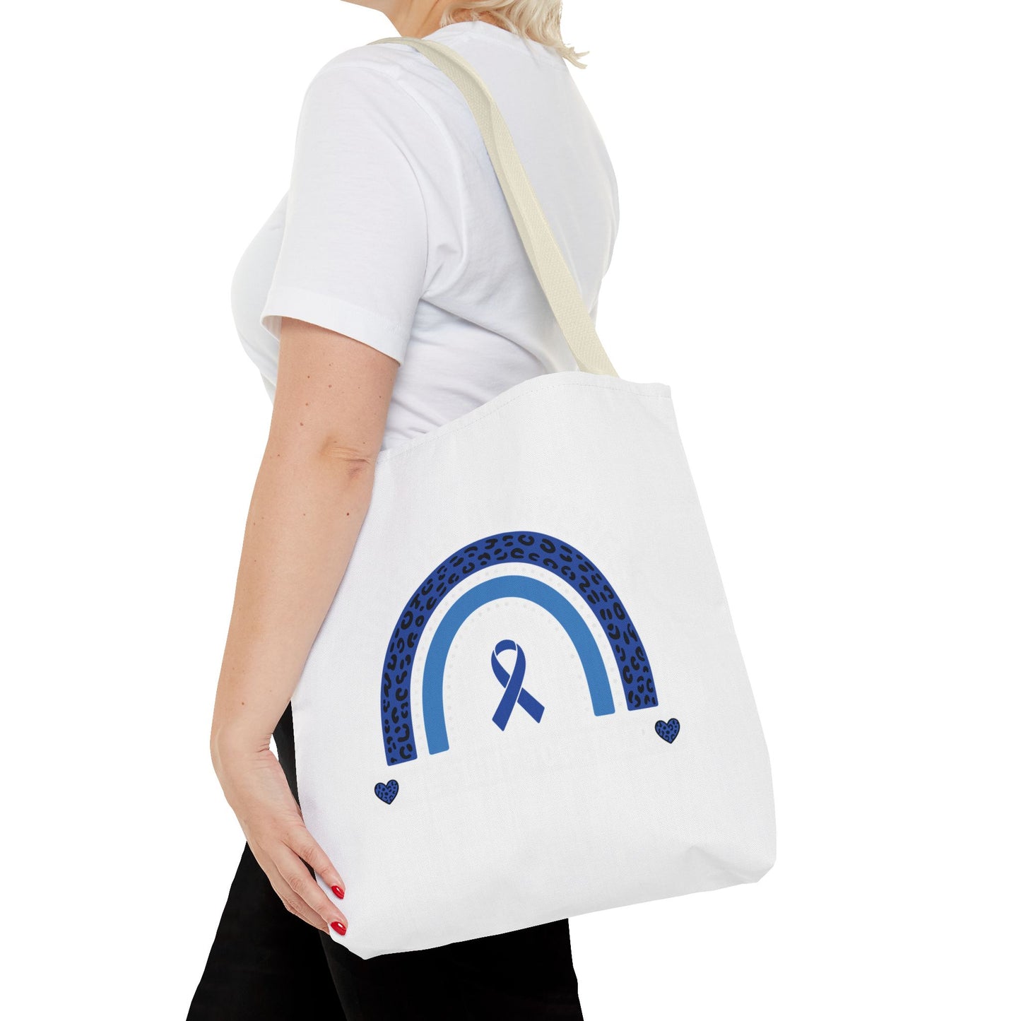 Blue Awareness Ribbon Rainbow Tote Bag – Support & Hope Everyday Tote