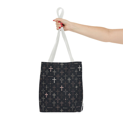 Cross Pattern Tote Bag — Faith & Grace Religious All-Over Print Tote
