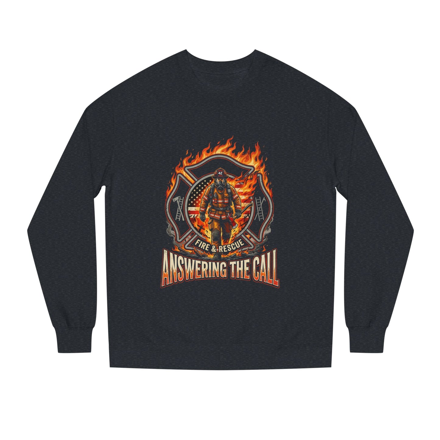 Firefighter Crewneck Sweatshirt — 'Answering the Call' Fire & Rescue Design