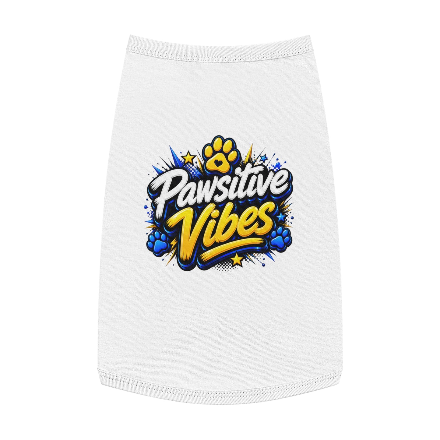 Pet Tank Top: "Pawsitive Vibes" Dog Tank — Cute Paw Print Pet Shirt