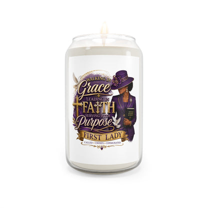 Scented Soy Candle — “Grace, Faith & Purpose” First Lady Inspirational Design (13.75 oz)