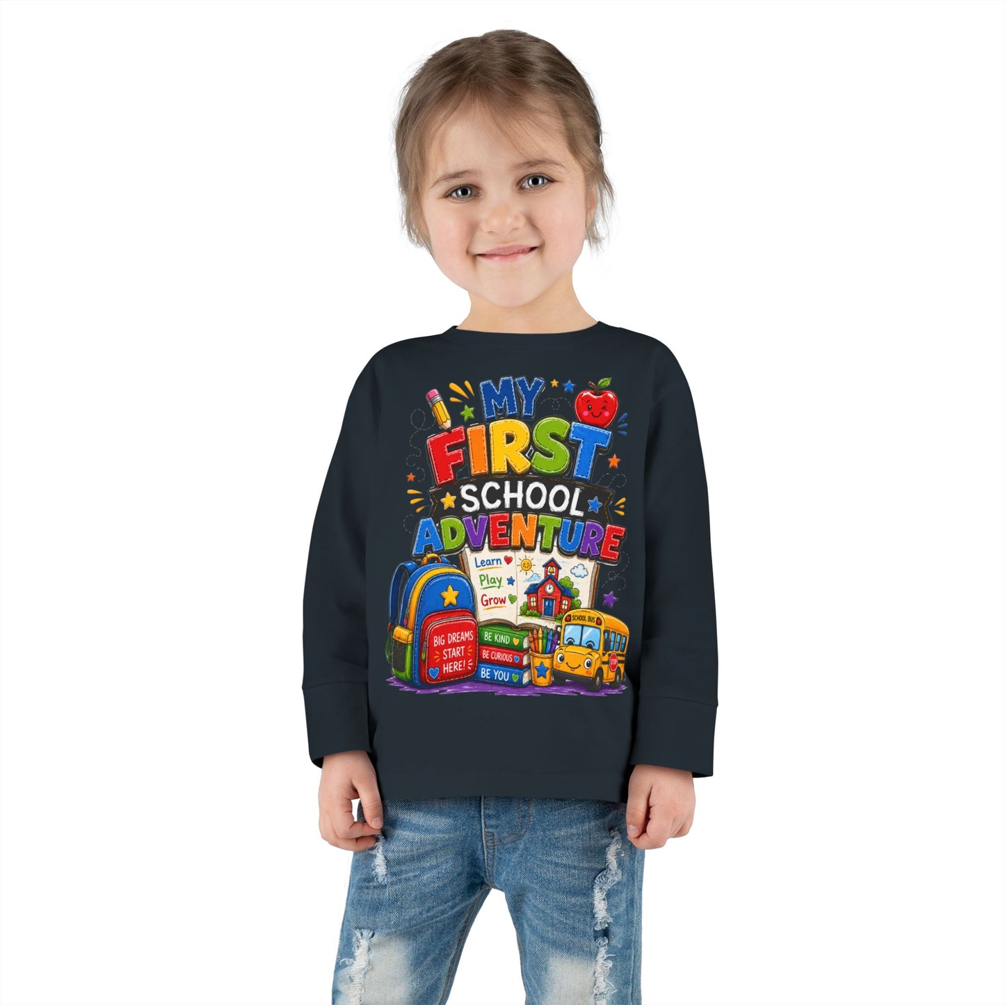 My First School Adventure Toddler Long Sleeve Tee