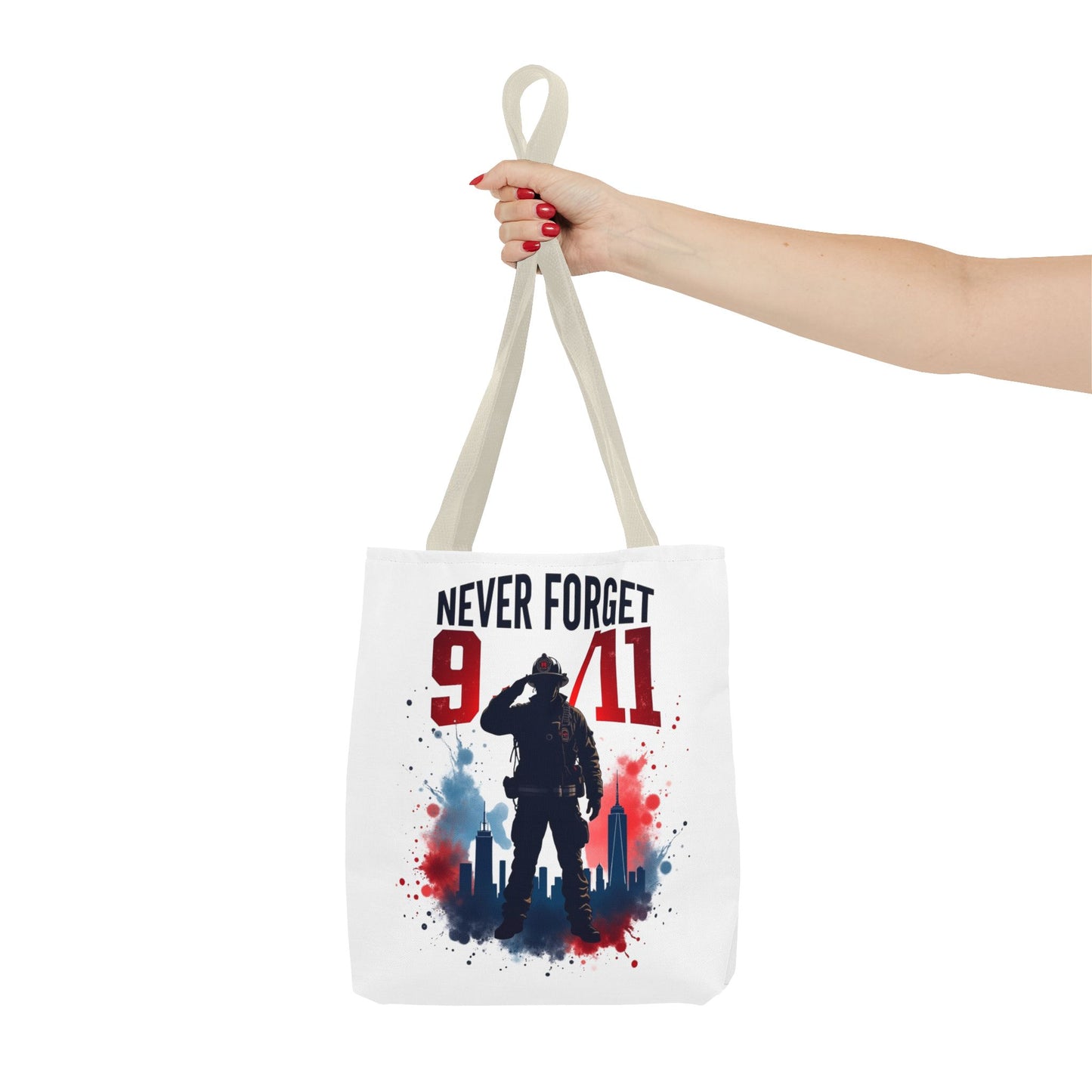 Never Forget 9/11 Tribute Tote Bag — Memorial Patriotic Canvas Carryall