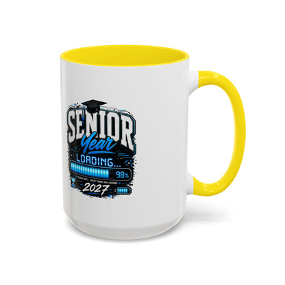 Senior Year Loading 2027 Accent Coffee Mug — Graduation Gift Cup (11/15oz)
