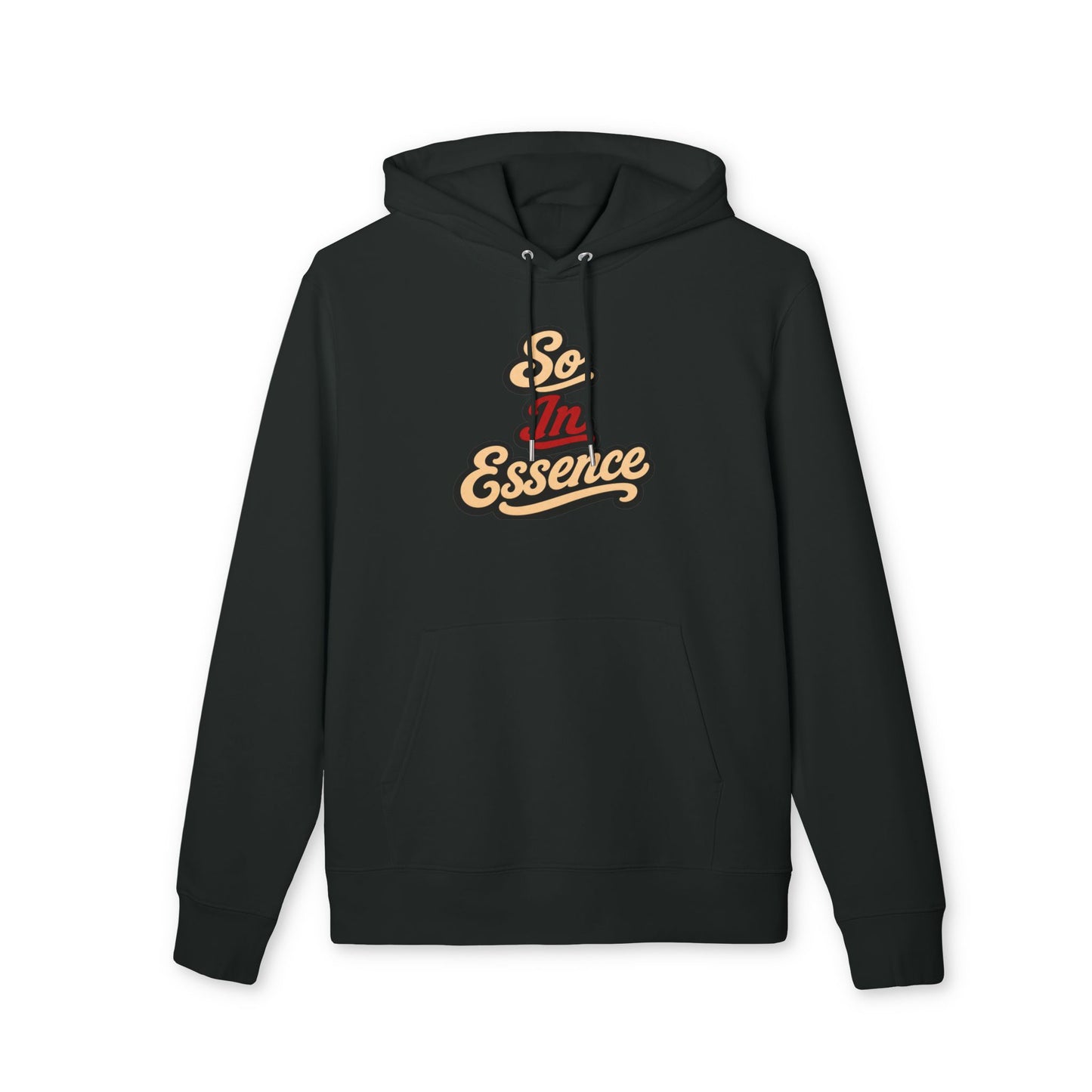 So In Essence Hoodie — Retro Script Pullover for Casual Streetwear