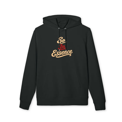 So In Essence Hoodie — Retro Script Pullover for Casual Streetwear