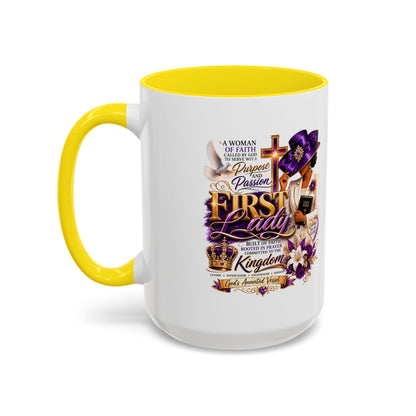 First Lady of Faith Accent Coffee Mug — Inspirational Christian Gift (11/15oz)