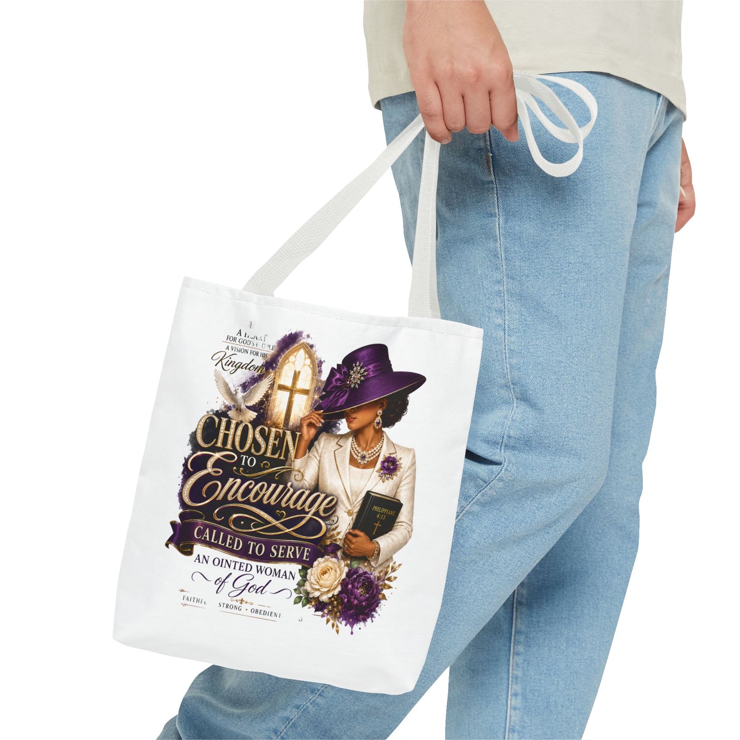 Christian Encourager Tote Bag — "Chosen to Encourage" Design