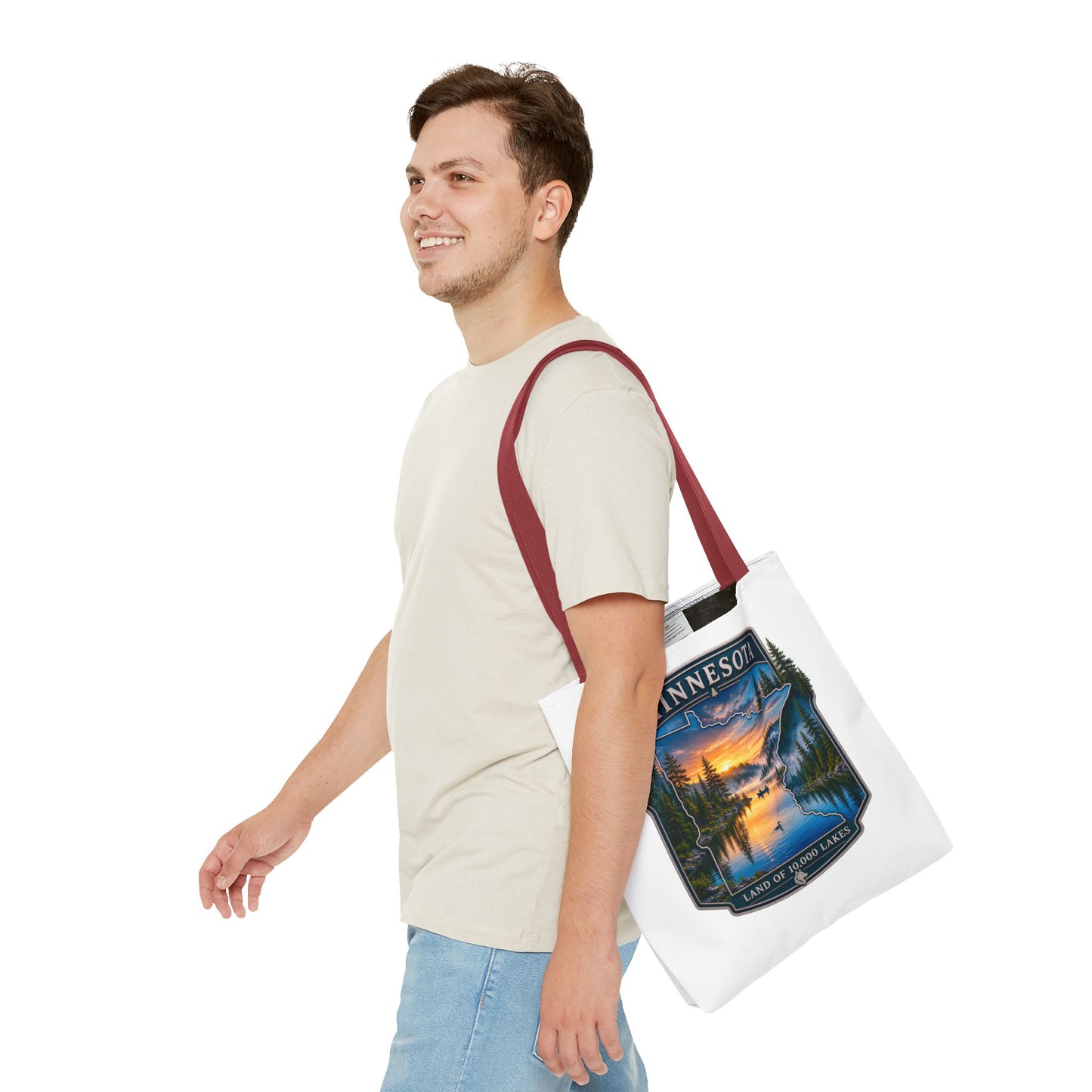 Minnesota Scenic Tote Bag — 'Land of 10,000 Lakes' Sunset Lake Design