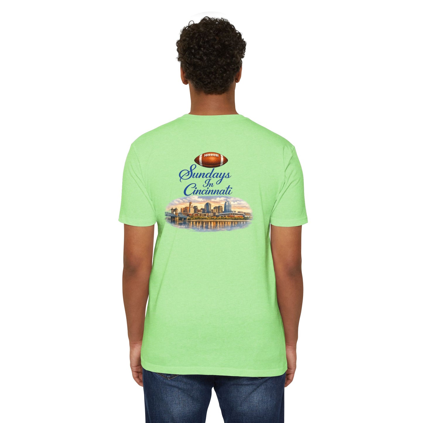 Sundays in Cincinnati Football T-Shirt — City Skyline Game Day Tee