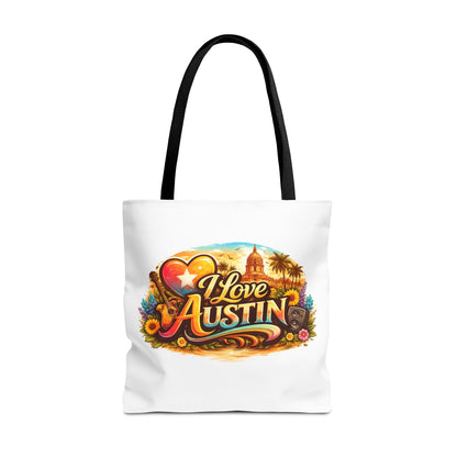 I Love Austin Tote Bag — Retro Cityscape Cotton Shopper