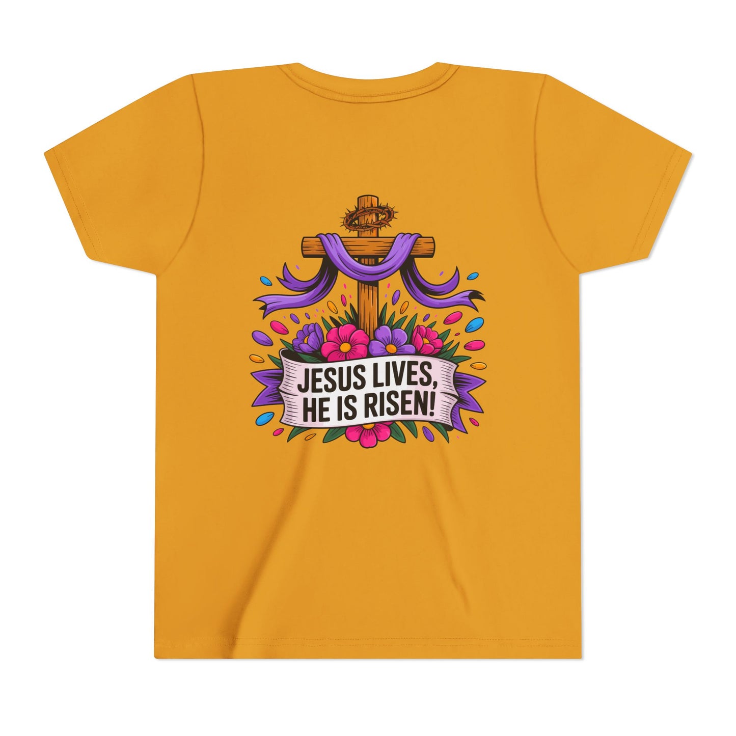 Youth Tee — "Jesus Lives, He Is Risen!" Easter Christian Tee