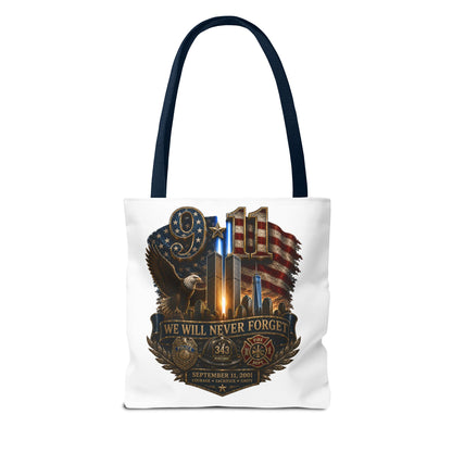9/11 Memorial Tote Bag — "We Will Never Forget" Patriotic Tribute