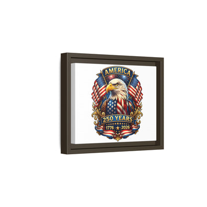 America 250th Anniversary Framed Canvas — Patriotic Bald Eagle Wall Art
