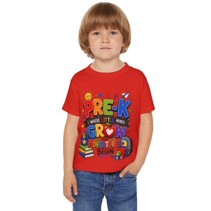 Pre-K Toddler T-Shirt – “Pre-K Where Little Minds Grow and Adventure Begin” Colorful Back-to-School Tee