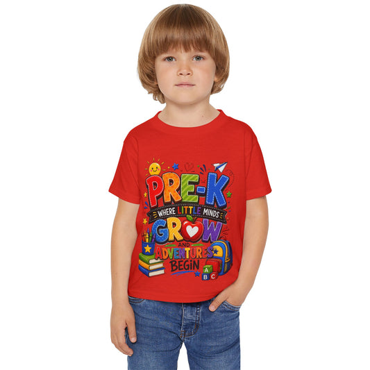 Pre-K Toddler T-Shirt – “Pre-K Where Little Minds Grow and Adventure Begin” Colorful Back-to-School Tee