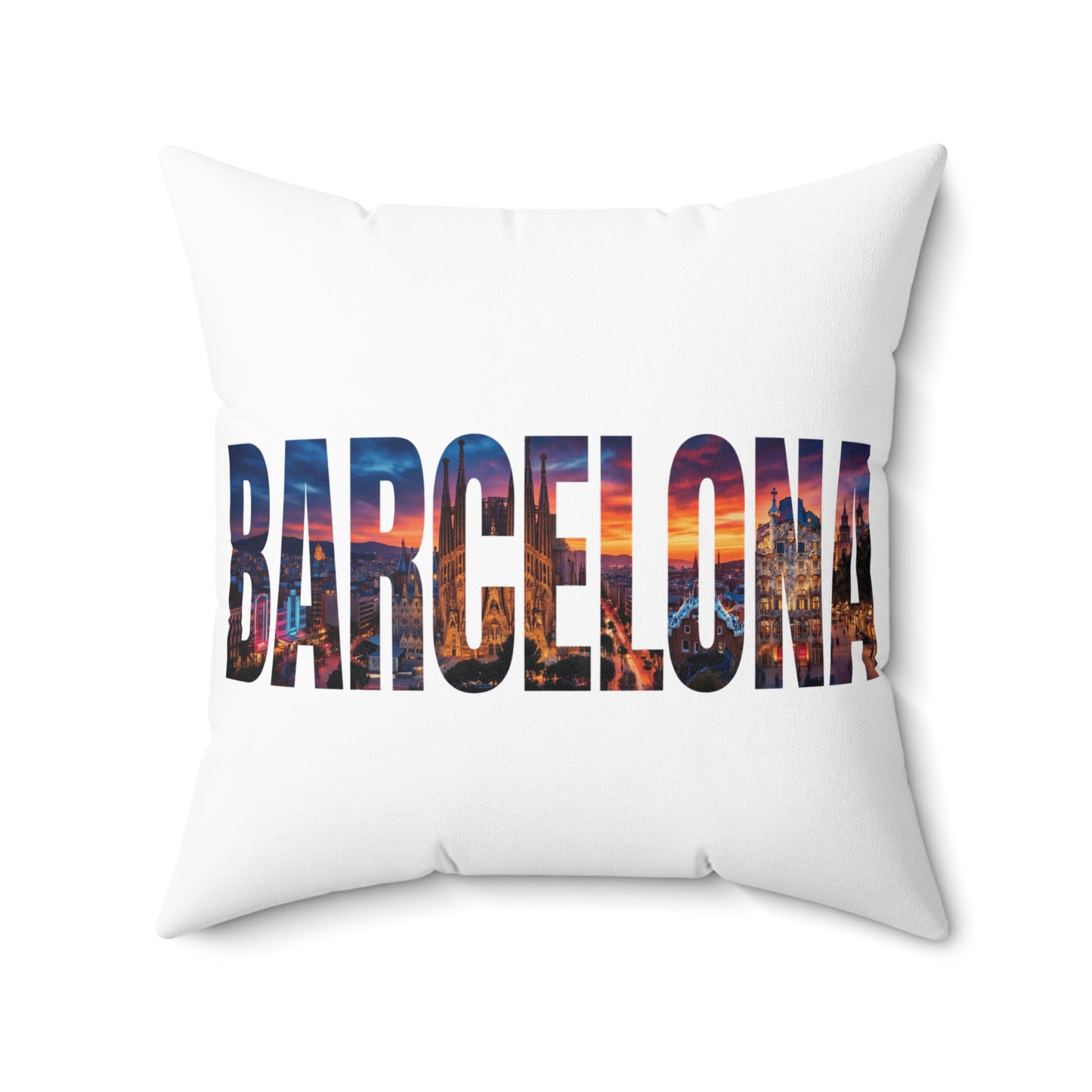 Barcelona Cityscape Throw Pillow — Travel Souvenir Decorative Pillow