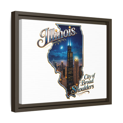 Illinois City of Broad Shoulders Matte Canvas Framed Wall Art