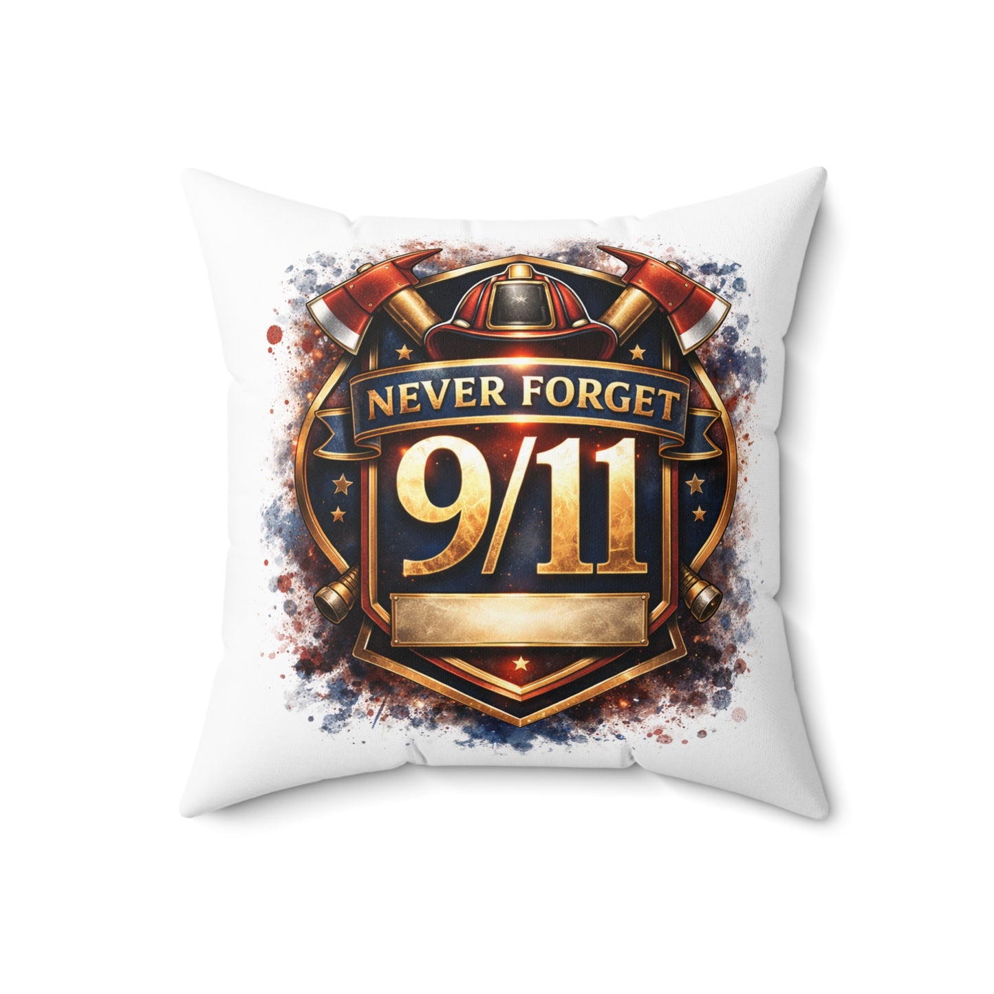 Never Forget 9/11 Memorial Throw Pillow — Patriotic Remembrance Accent Pillow