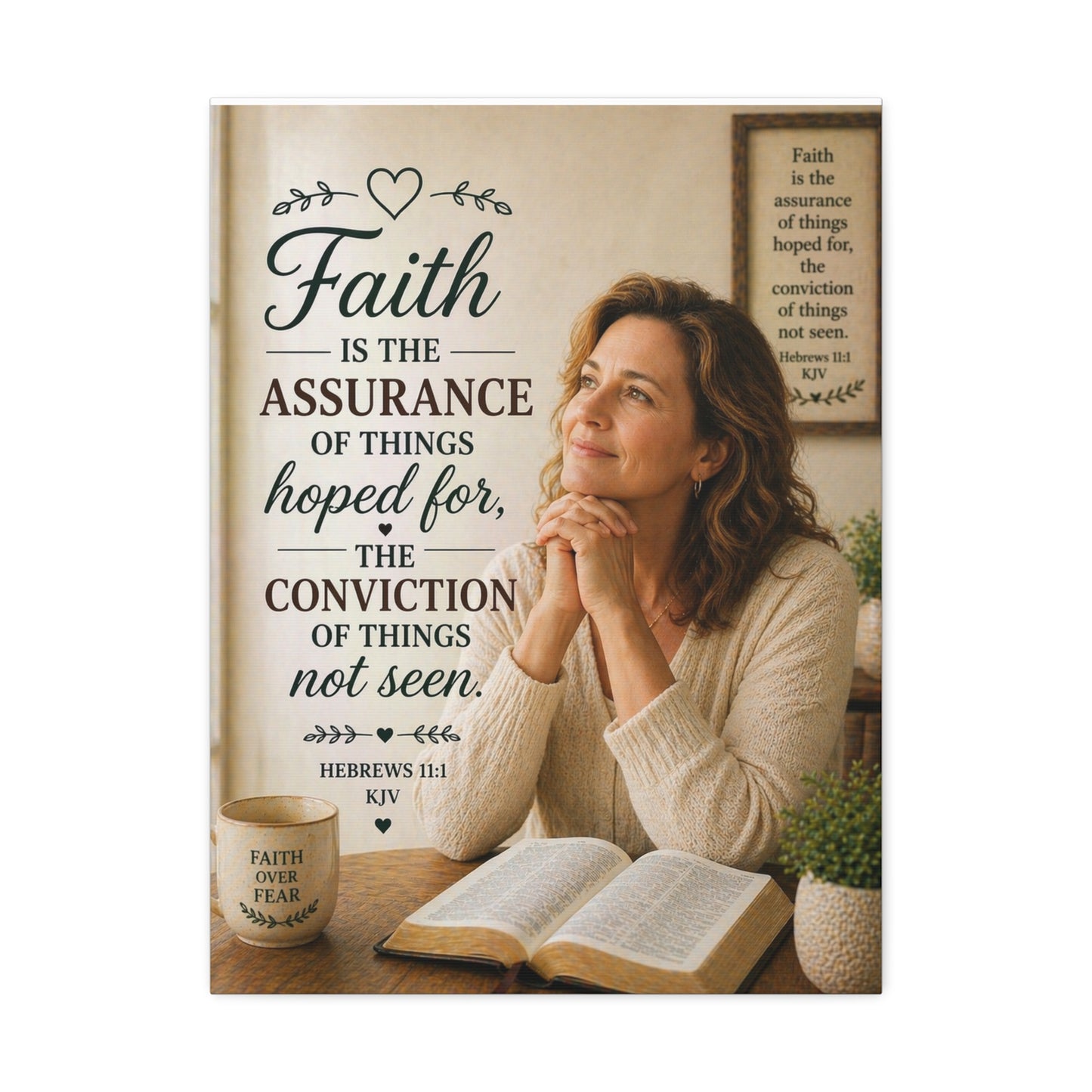 Faith Canvas Wall Art — "Faith is the assurance of things hoped for" Hebrews 11:1 Stretched Canvas