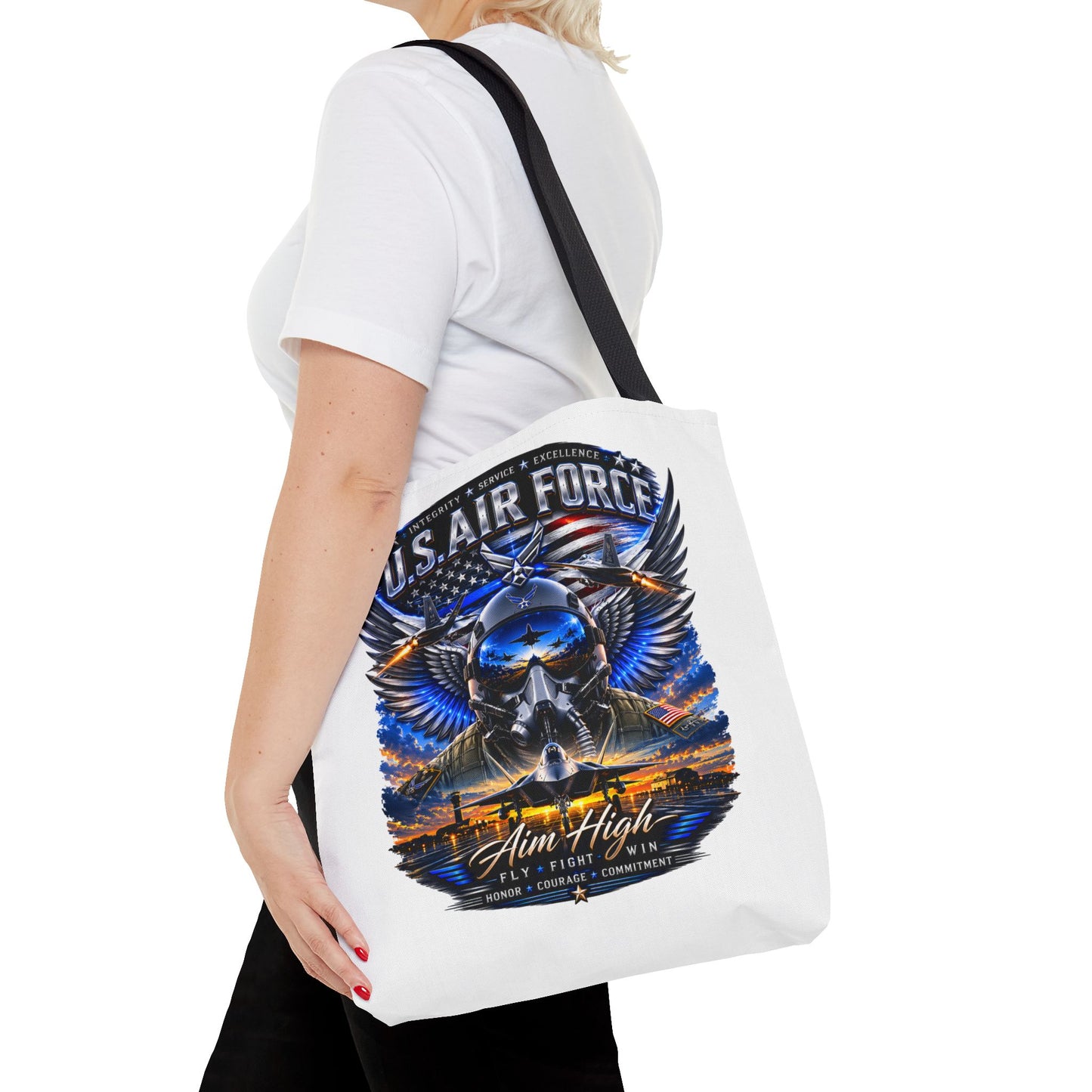 U.S. Air Force Aviator Tote Bag – 'Aim High' Military Pilot Design