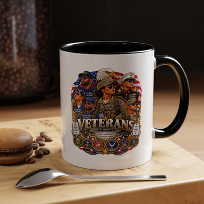 Veterans Tribute Accent Coffee Mug — Patriotic Military Veteran Gift (11/15oz)