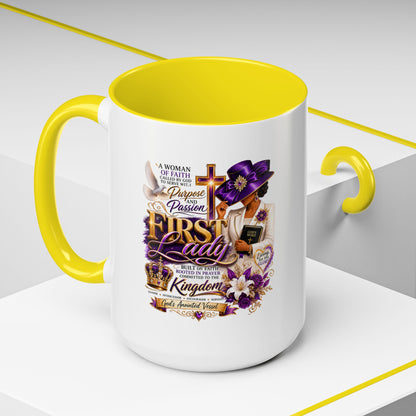First Lady of Faith Accent Coffee Mug — Inspirational Christian Gift (11/15oz)
